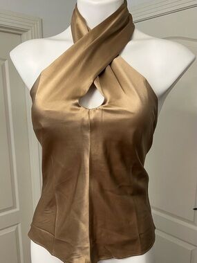 Forenza Champagne  Twist Halter Silk Camisole